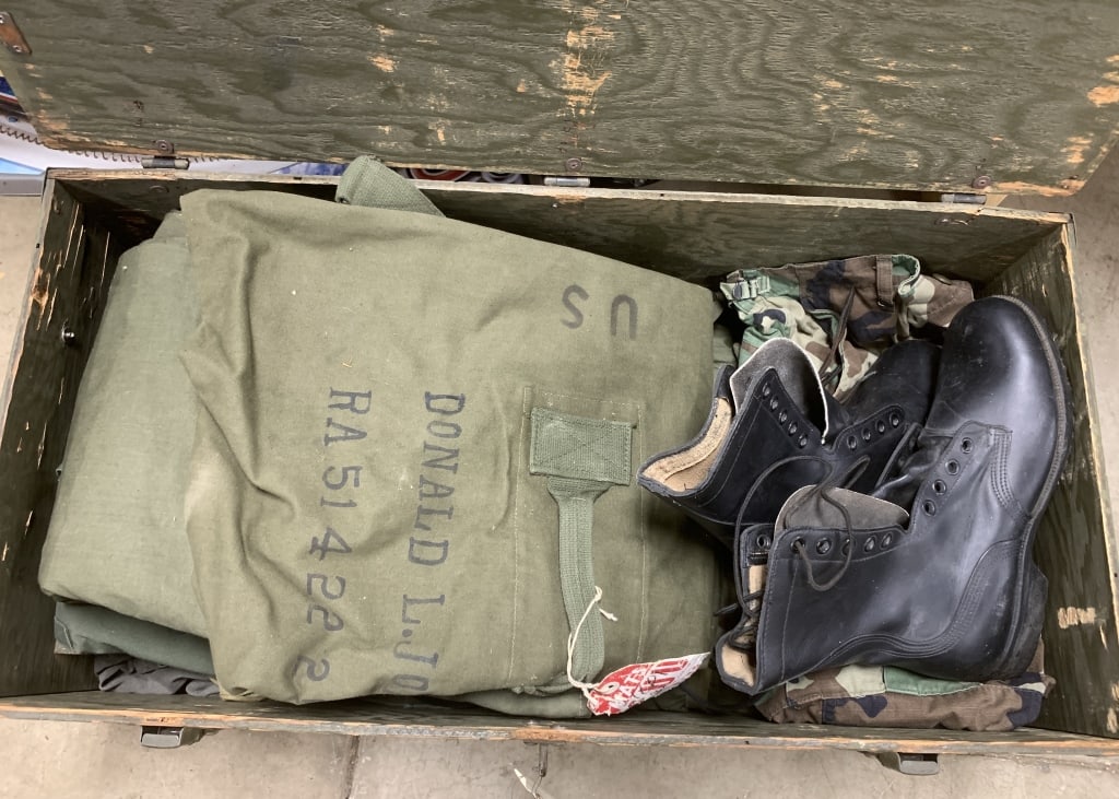 Military Foot Locker w/ clothing, boots, others (1 of 4)