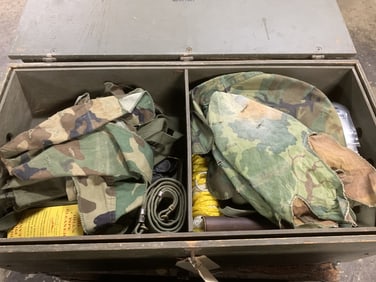Military Foot Locker w/ Clothing, Gloves, others
