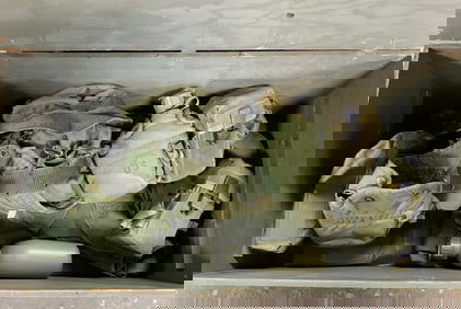 Military Foot Locker w/ Clothing, Belts, others