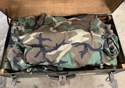 Military Foot Locker w/ clothing, boots, others