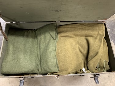 Military Foot Locker w/ Wool Blankets