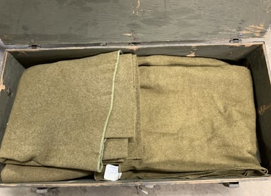 Military Foot Locker w/ Wool Blankets