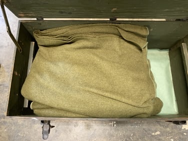Military Foot Locker w/ Wool Blankets