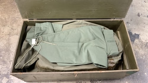 Military Foot Locker w/ Sleeping Bag + clothes