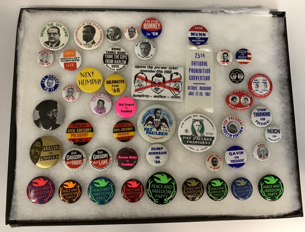 1968 of 48 Nixon Hopefuls, & Third Party Buttons (1 of 3)