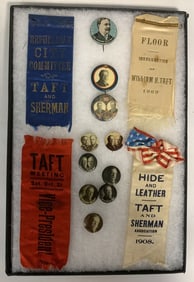 1908-1912 Taft 4 Ribbons & 10 Buttons