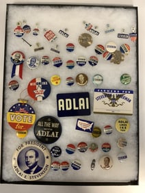 1952-1956 Stevenson Collection of 58 Buttons & Mic