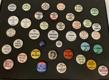 1940 Pro Willkie Anti Roosevelt Slogan 35 Buttons