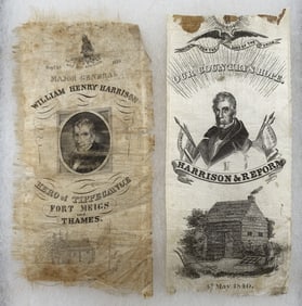 1840 William Henry Harrison Campaign Ribbon Pair.