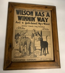 1912 Wilson Cartoon Sheet Music Donkey, Elephant &