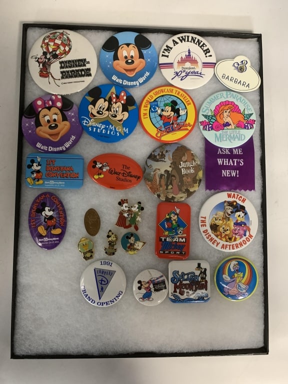 Disney Mickey Mouse Mostly 1990s Buttons.: 23 total; 18 buttons, 5 misc.