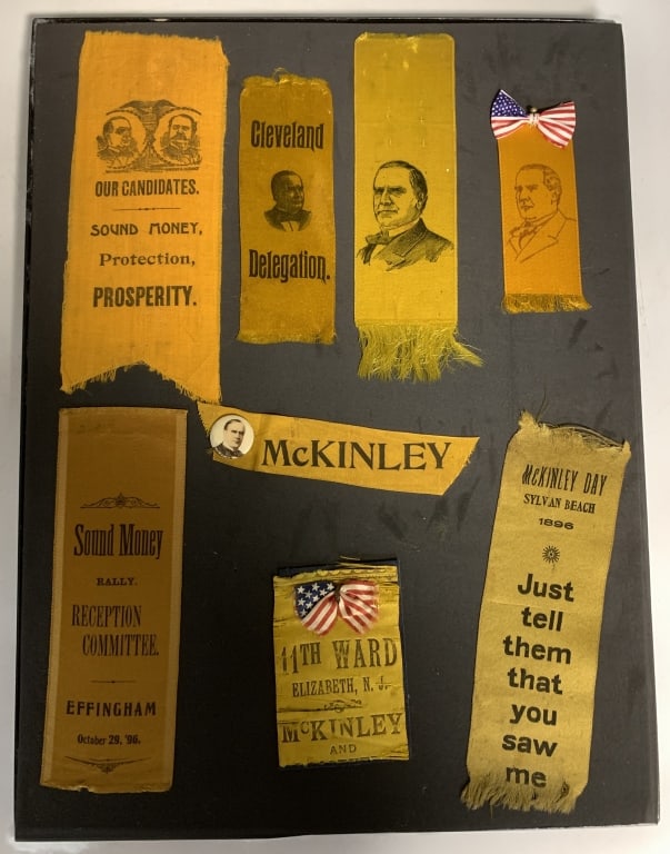 1896-1900 McKinley Ribbon Collection.: 9 total; 8 ribbons & 1 button.