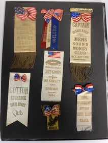 1896 McKinley Ribbon Collection of 7 Items