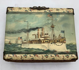 USS Maine Striking Full Color Celluloid Photo Albu