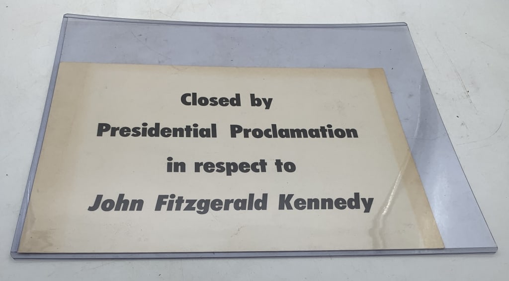 Kennedy Assassination: Store Closed  Sign. (1 of 2)