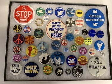 Anti-Vietnam War Collection of 47 Buttons