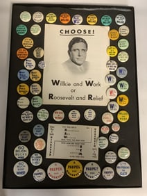 1940 Pro Willkie Anti FDR Slogan Button Collection