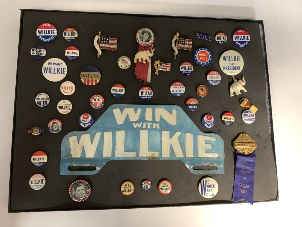 1940 Willkie Buttons, Badges & License Plate (1 of 5)
