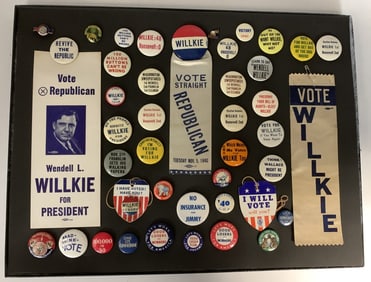 1940 Willkie Ribbons & Buttons 43 Item Collection