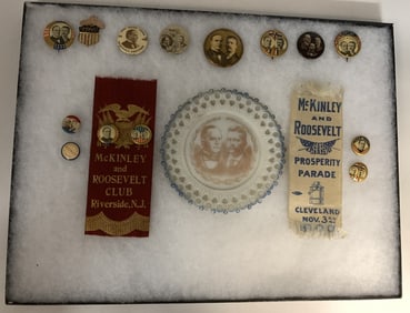 1900 McKinley & Roosevelt Buttons, Ribbons, & Juga