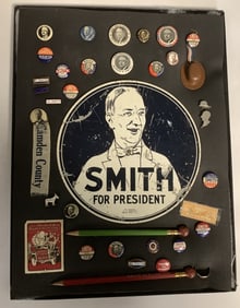 1928 Al Smith Button, Badge, License Plate Attachm