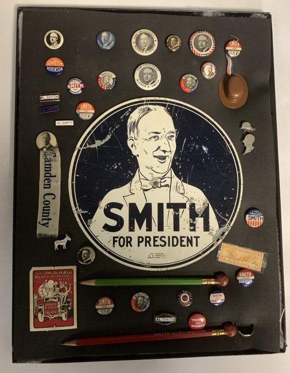 1928 Al Smith Button, Badge, License Plate Attachm (1 of 4)