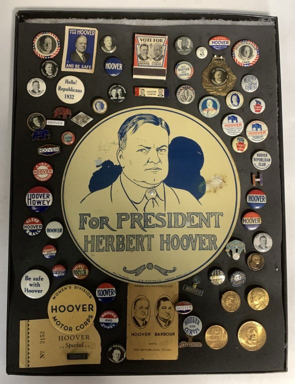 1928-1932 Herbert Hoover Buttons, Badges, License (1 of 5)