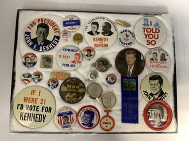 John F Kennedy Collection, 30 Items, Buttons & Mor
