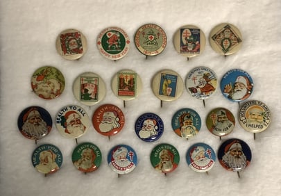 Santa 24 Buttons Christmas Seals Tuberculosis & Re