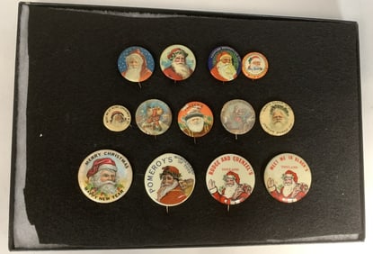 Santa 13 Buttons Turn of the Century to 1950s.