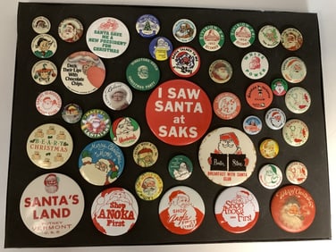 Santa 45 Christmas Buttons 1940s to Recent.