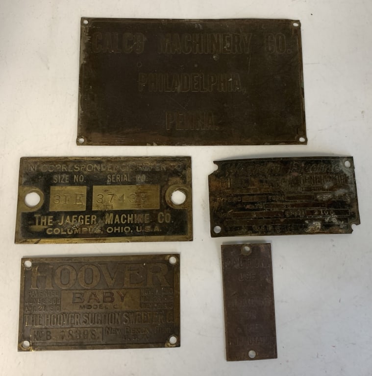 5 Metal Machiine Equip. Brass Tags (1 of 6)