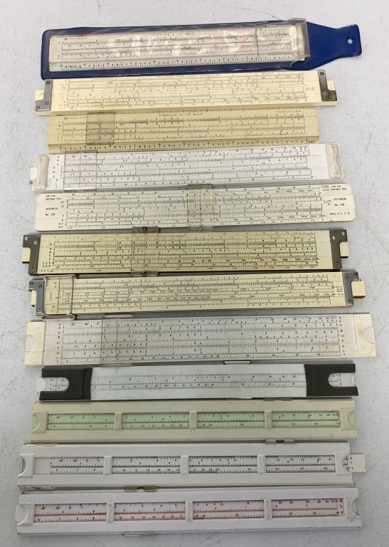 lot of 12 Slide Rules Sterling, Pedigree, others (1 of 4)