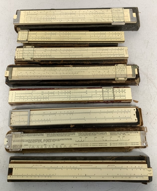 lot of 8 Slide Rules Keuffel & Esser, Post others (1 of 4)