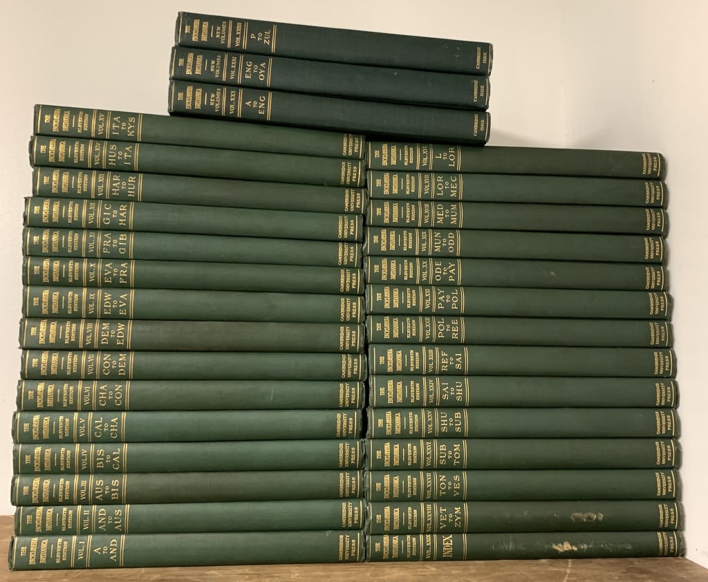1922 12th Edition of Encyclopedia Britannica: Volumes 1-32, light wear and age