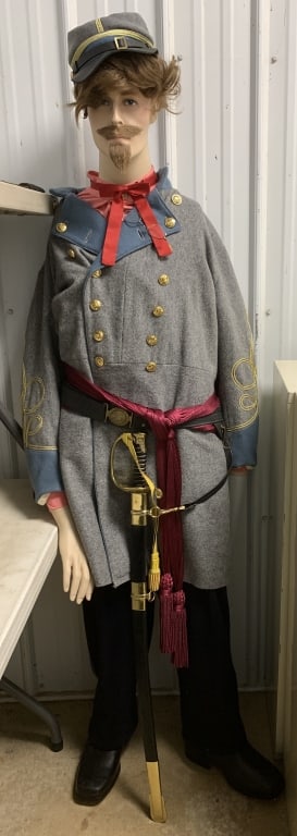Civil War Looking Uniform, Sword, mannequin: sword stamped India, uniform most likely reproduction
