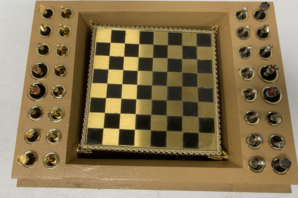 Yugoslavian metal chess set & board w/ package box (1 of 3)