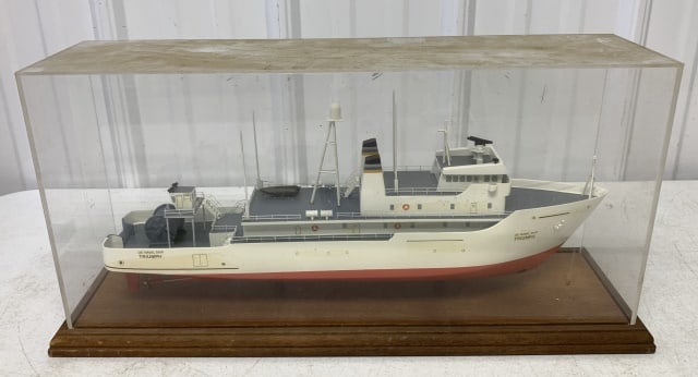 U.S. Naval Ship Triumph model in case (1 of 4)