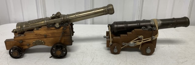 2 replica cannons: both show wear