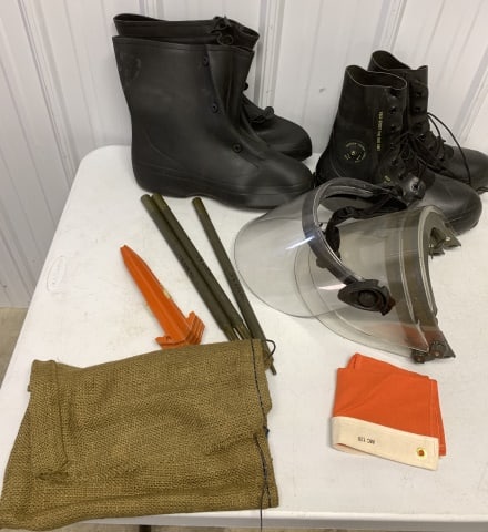 BATA extreme cold weather boots, visors, tent: stakes, etc. show light wear