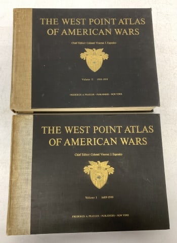 The West Point Atlas of American Wars Vol I & II: covers have wear withy soiling and damage