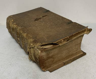 1722 Lutheran Theologian Heinrich Muller book: Book has spine and cover damage as well as torn pages in front and water damage as shown