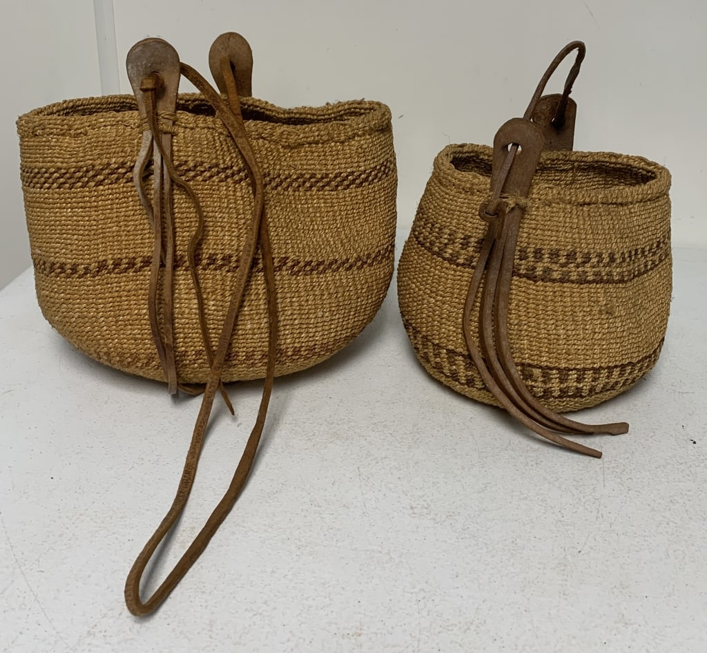 2 Kenyan woven baskets: show wear