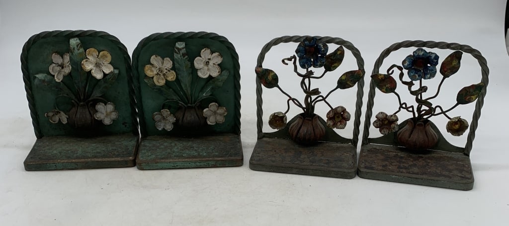 2 pair of metal flowered bookends (1 of 7)