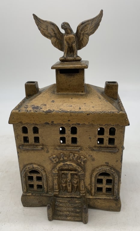 cast iron bank with eagle finial (1 of 5)