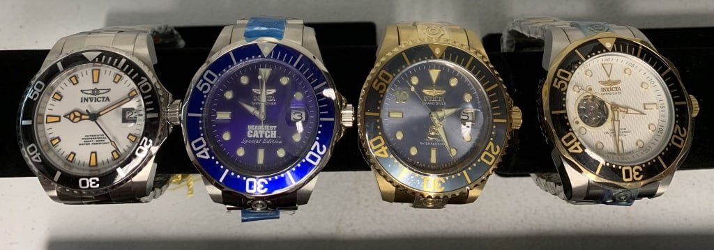 4 Invicta Men's Watches: all new with tags and plastic over wrap