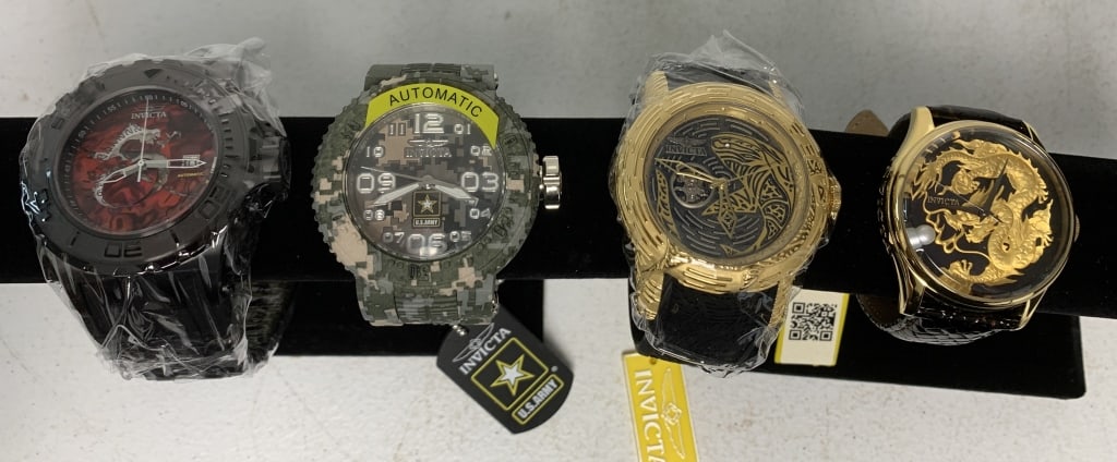 4 Invicta Men's Watches: all new with tags and plastic over wrap