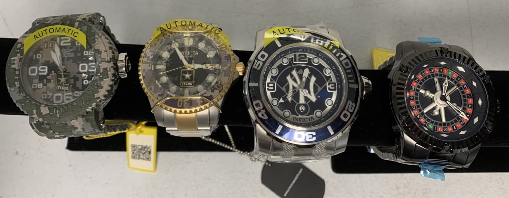 4 Invicta Men's Watches: all new with tags and plastic over wrap
