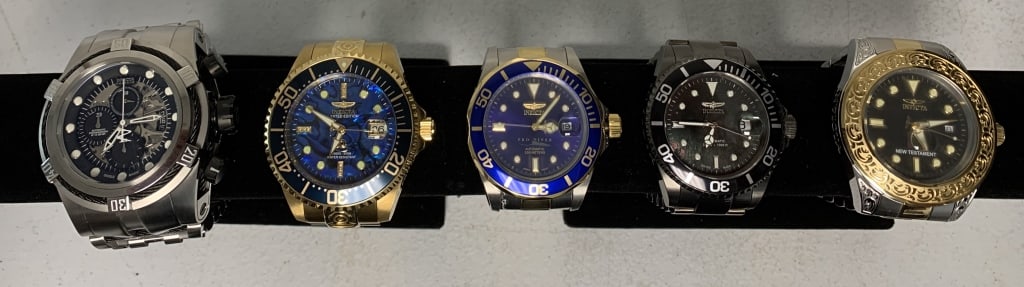 5 Invicta Men's Watches: some have light wear