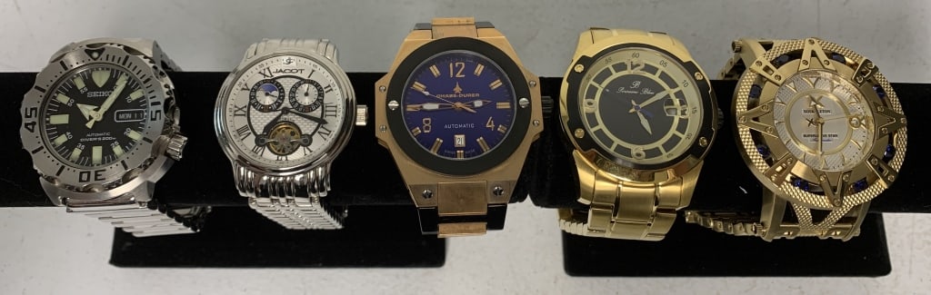 5 Men's Watches; Seiko,Jacot,Chase-Durer, (1 of 7)
